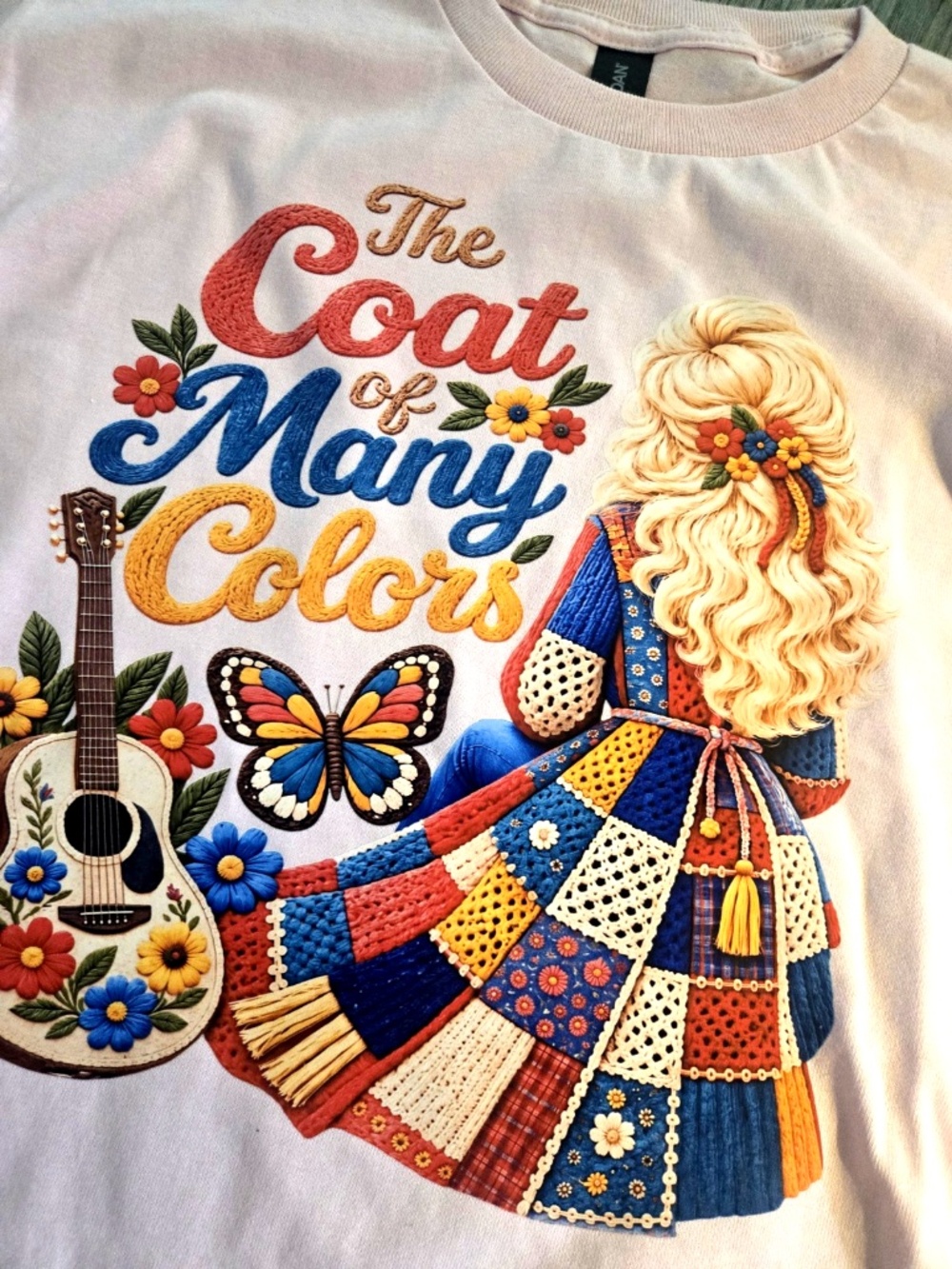Dolly Parton Coat of many Colors Size Large Graphic Tee Adults